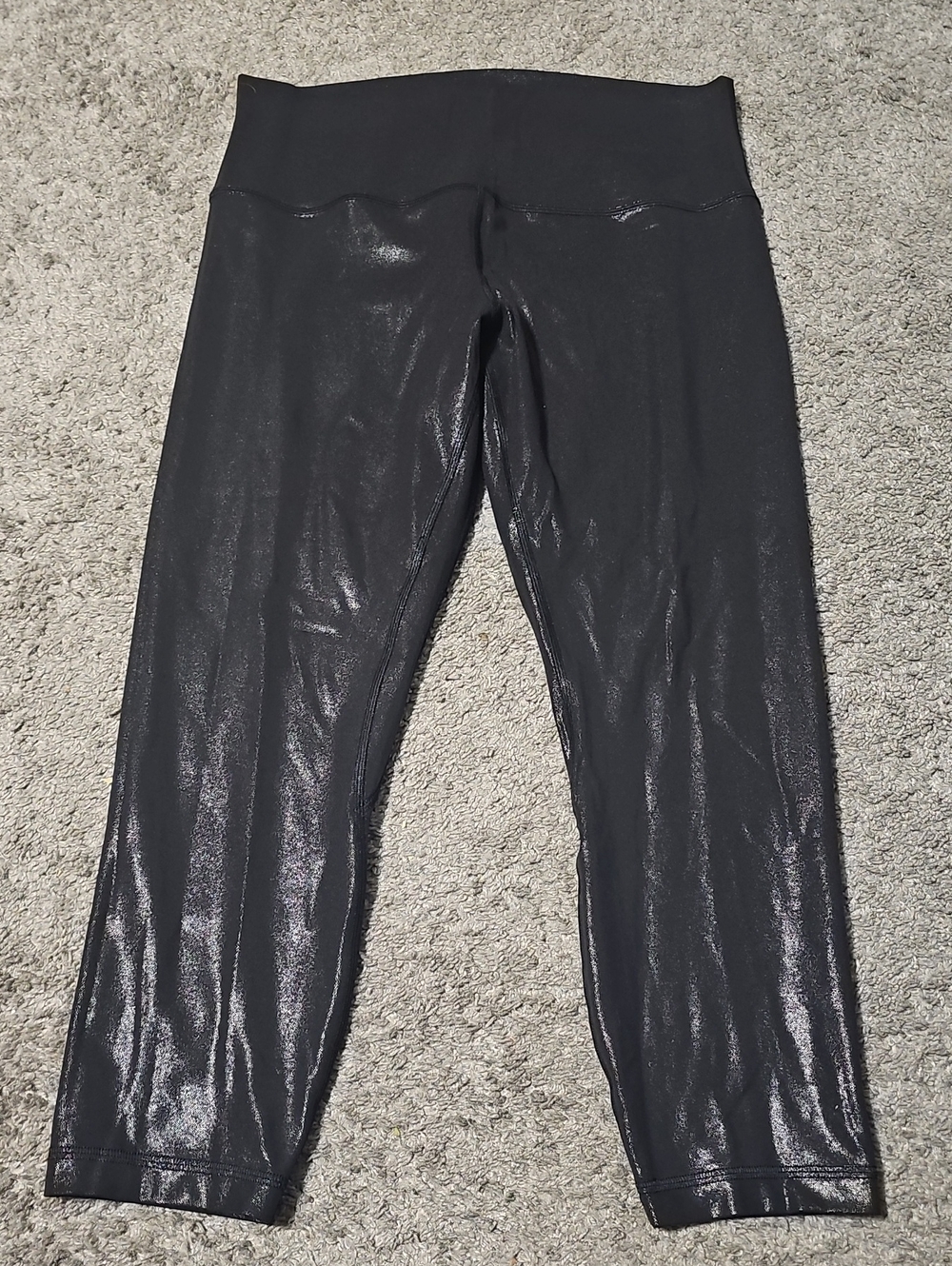 Lululemon Womens Align Crop Shine Black Leggings Size 12